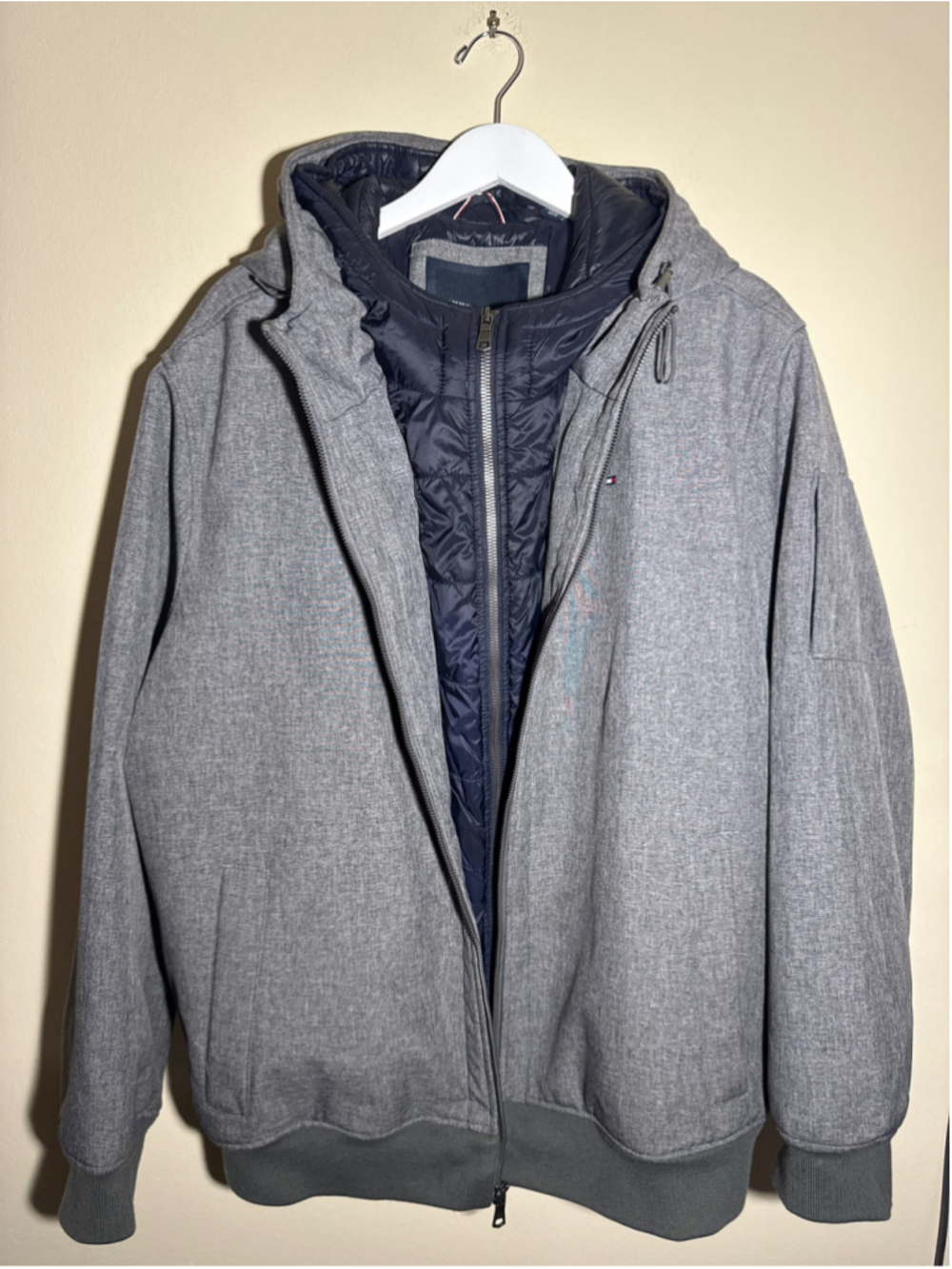 Tommy Hilfiger Bomber Jacket Windbreaker XXL Grey Navy Blue